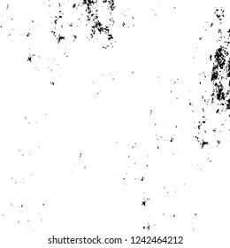 Grunge overlay layer. Abstract black and white vector background. Monochrome vintage surface with dirty pattern in cracks, spots, dots. Old wall in dark horror style design