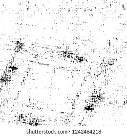 Grunge overlay layer. Abstract black and white vector background. Monochrome vintage surface with dirty pattern in cracks, spots, dots. Old wall in dark horror style design