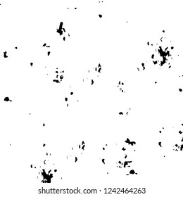 Grunge overlay layer. Abstract black and white vector background. Monochrome vintage surface with dirty pattern in cracks, spots, dots. Old wall in dark horror style design