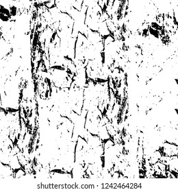 Grunge overlay layer. Abstract black and white vector background. Monochrome vintage surface with dirty pattern in cracks, spots, dots. Old wall in dark horror style design