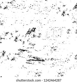 Grunge overlay layer. Abstract black and white vector background. Monochrome vintage surface with dirty pattern in cracks, spots, dots. Old wall in dark horror style design