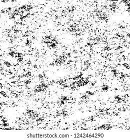 Grunge overlay layer. Abstract black and white vector background. Monochrome vintage surface with dirty pattern in cracks, spots, dots. Old wall in dark horror style design