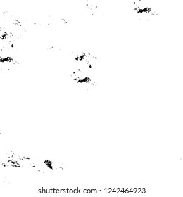 Grunge overlay layer. Abstract black and white vector background. Monochrome vintage surface with dirty pattern in cracks, spots, dots. Old wall in dark horror style design