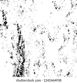 Grunge overlay layer. Abstract black and white vector background. Monochrome vintage surface with dirty pattern in cracks, spots, dots. Old wall in dark horror style design