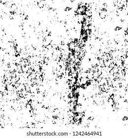 Grunge overlay layer. Abstract black and white vector background. Monochrome vintage surface with dirty pattern in cracks, spots, dots. Old wall in dark horror style design