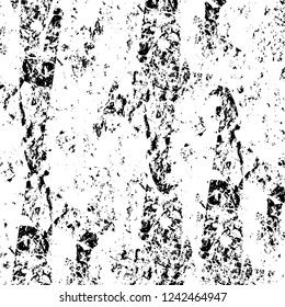 Grunge overlay layer. Abstract black and white vector background. Monochrome vintage surface with dirty pattern in cracks, spots, dots. Old wall in dark horror style design