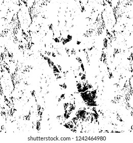 Grunge overlay layer. Abstract black and white vector background. Monochrome vintage surface with dirty pattern in cracks, spots, dots. Old wall in dark horror style design