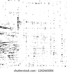 Grunge overlay layer. Abstract black and white vector background. Monochrome vintage surface with dirty pattern in cracks, spots, dots. Old wall in dark horror style design
