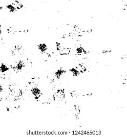 Grunge overlay layer. Abstract black and white vector background. Monochrome vintage surface with dirty pattern in cracks, spots, dots. Old wall in dark horror style design
