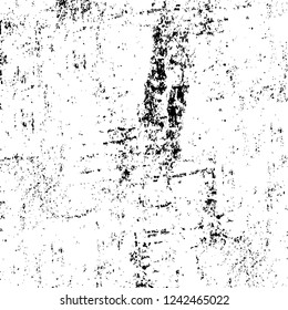 Grunge overlay layer. Abstract black and white vector background. Monochrome vintage surface with dirty pattern in cracks, spots, dots. Old wall in dark horror style design