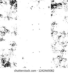 Grunge overlay layer. Abstract black and white vector background. Monochrome vintage surface with dirty pattern in cracks, spots, dots. Old wall in dark horror style design