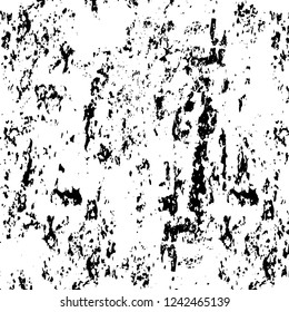 Grunge overlay layer. Abstract black and white vector background. Monochrome vintage surface with dirty pattern in cracks, spots, dots. Old wall in dark horror style design