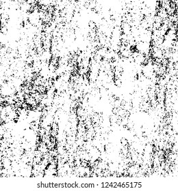 Grunge overlay layer. Abstract black and white vector background. Monochrome vintage surface with dirty pattern in cracks, spots, dots. Old wall in dark horror style design