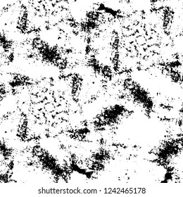 Grunge overlay layer. Abstract black and white vector background. Monochrome vintage surface with dirty pattern in cracks, spots, dots. Old wall in dark horror style design
