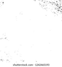 Grunge overlay layer. Abstract black and white vector background. Monochrome vintage surface with dirty pattern in cracks, spots, dots. Old wall in dark horror style design