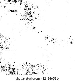 Grunge overlay layer. Abstract black and white vector background. Monochrome vintage surface with dirty pattern in cracks, spots, dots. Old wall in dark horror style design