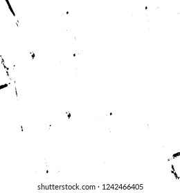 Grunge overlay layer. Abstract black and white vector background. Monochrome vintage surface with dirty pattern in cracks, spots, dots. Old wall in dark horror style design