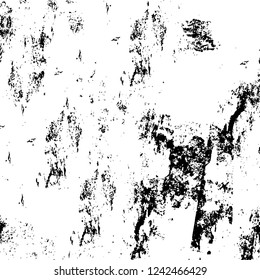 Grunge overlay layer. Abstract black and white vector background. Monochrome vintage surface with dirty pattern in cracks, spots, dots. Old wall in dark horror style design