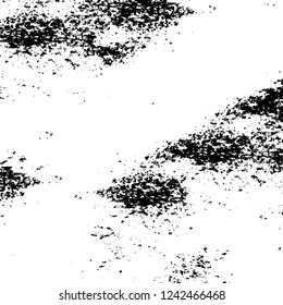 Grunge overlay layer. Abstract black and white vector background. Monochrome vintage surface with dirty pattern in cracks, spots, dots. Old wall in dark horror style design