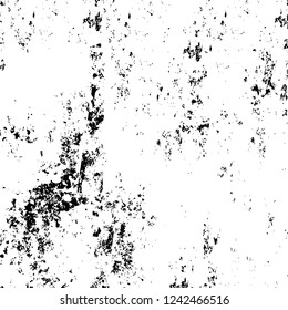 Grunge overlay layer. Abstract black and white vector background. Monochrome vintage surface with dirty pattern in cracks, spots, dots. Old wall in dark horror style design