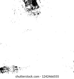 Grunge overlay layer. Abstract black and white vector background. Monochrome vintage surface with dirty pattern in cracks, spots, dots. Old wall in dark horror style design