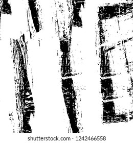 Grunge overlay layer. Abstract black and white vector background. Monochrome vintage surface with dirty pattern in cracks, spots, dots. Old wall in dark horror style design