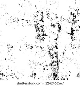 Grunge overlay layer. Abstract black and white vector background. Monochrome vintage surface with dirty pattern in cracks, spots, dots. Old wall in dark horror style design