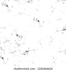 Grunge overlay layer. Abstract black and white vector background. Monochrome vintage surface with dirty pattern in cracks, spots, dots. Old wall in dark horror style design