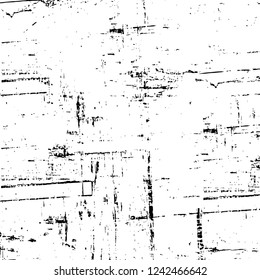 Grunge overlay layer. Abstract black and white vector background. Monochrome vintage surface with dirty pattern in cracks, spots, dots. Old wall in dark horror style design