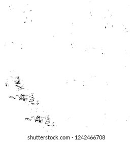 Grunge overlay layer. Abstract black and white vector background. Monochrome vintage surface with dirty pattern in cracks, spots, dots. Old wall in dark horror style design