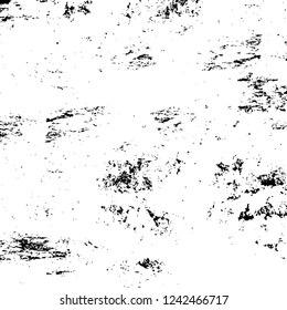 Grunge overlay layer. Abstract black and white vector background. Monochrome vintage surface with dirty pattern in cracks, spots, dots. Old wall in dark horror style design
