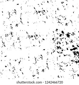 Grunge overlay layer. Abstract black and white vector background. Monochrome vintage surface with dirty pattern in cracks, spots, dots. Old wall in dark horror style design