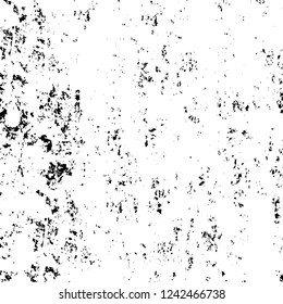 Grunge overlay layer. Abstract black and white vector background. Monochrome vintage surface with dirty pattern in cracks, spots, dots. Old wall in dark horror style design