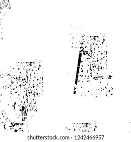 Grunge overlay layer. Abstract black and white vector background. Monochrome vintage surface with dirty pattern in cracks, spots, dots. Old wall in dark horror style design