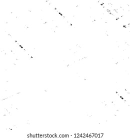 Grunge overlay layer. Abstract black and white vector background. Monochrome vintage surface with dirty pattern in cracks, spots, dots. Old wall in dark horror style design