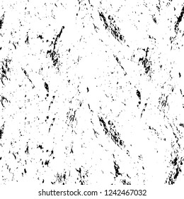 Grunge overlay layer. Abstract black and white vector background. Monochrome vintage surface with dirty pattern in cracks, spots, dots. Old wall in dark horror style design