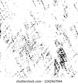 Grunge overlay layer. Abstract black and white vector background. Monochrome vintage surface with dirty pattern in cracks, spots, dots. Old wall in dark horror style design