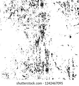 Grunge overlay layer. Abstract black and white vector background. Monochrome vintage surface with dirty pattern in cracks, spots, dots. Old wall in dark horror style design