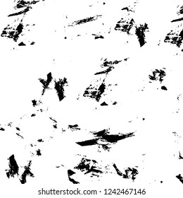 Grunge overlay layer. Abstract black and white vector background. Monochrome vintage surface with dirty pattern in cracks, spots, dots. Old wall in dark horror style design