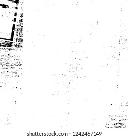 Grunge overlay layer. Abstract black and white vector background. Monochrome vintage surface with dirty pattern in cracks, spots, dots. Old wall in dark horror style design