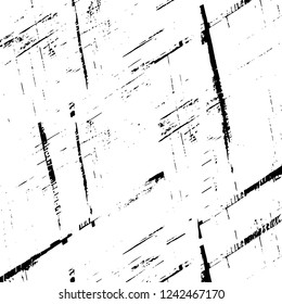 Grunge overlay layer. Abstract black and white vector background. Monochrome vintage surface with dirty pattern in cracks, spots, dots. Old wall in dark horror style design