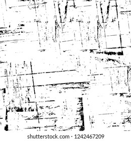 Grunge overlay layer. Abstract black and white vector background. Monochrome vintage surface with dirty pattern in cracks, spots, dots. Old wall in dark horror style design