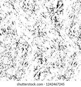 Grunge overlay layer. Abstract black and white vector background. Monochrome vintage surface with dirty pattern in cracks, spots, dots. Old wall in dark horror style design