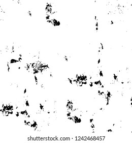 Grunge overlay layer. Abstract black and white vector background. Monochrome vintage surface with dirty pattern in cracks, spots, dots. Old wall in dark horror style design