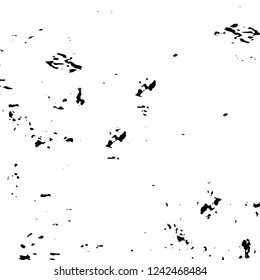 Grunge overlay layer. Abstract black and white vector background. Monochrome vintage surface with dirty pattern in cracks, spots, dots. Old wall in dark horror style design