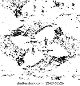 Grunge overlay layer. Abstract black and white vector background. Monochrome vintage surface with dirty pattern in cracks, spots, dots. Old wall in dark horror style design