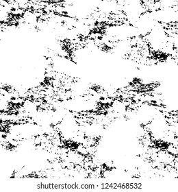 Grunge overlay layer. Abstract black and white vector background. Monochrome vintage surface with dirty pattern in cracks, spots, dots. Old wall in dark horror style design