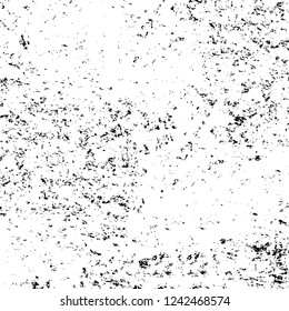 Grunge overlay layer. Abstract black and white vector background. Monochrome vintage surface with dirty pattern in cracks, spots, dots. Old wall in dark horror style design