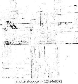 Grunge overlay layer. Abstract black and white vector background. Monochrome vintage surface with dirty pattern in cracks, spots, dots. Old wall in dark horror style design