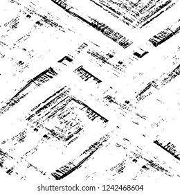 Grunge overlay layer. Abstract black and white vector background. Monochrome vintage surface with dirty pattern in cracks, spots, dots. Old wall in dark horror style design